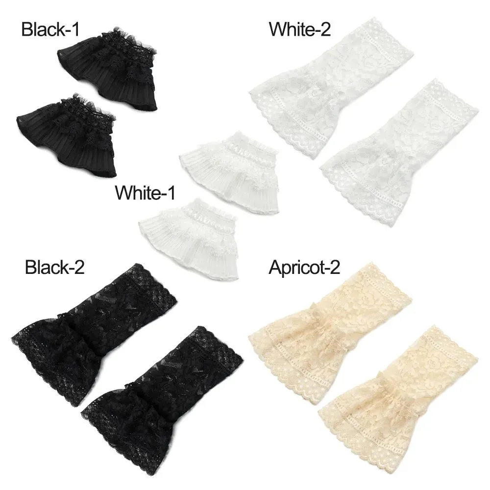 1Pair Sun Protection Gloves Arm Cover Scar Cover Ruffles Elbow Sleeve Detachable Sleeve Cuffs Lace Cuffs Fake Sleeve