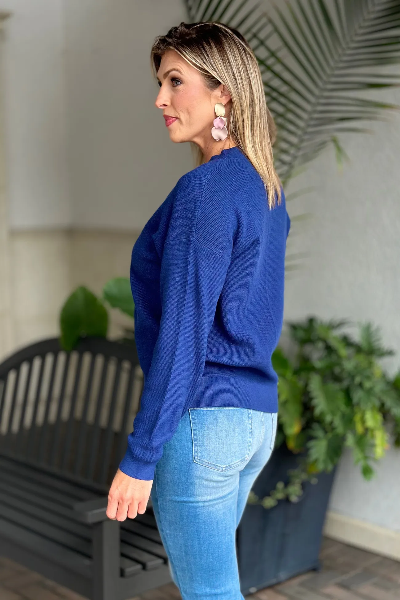 Blissful Comfort Front Button Viscose Cardigan-Navy