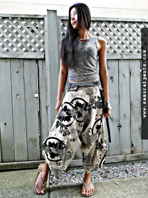 Cute Koi Fish WHITE Waist-Tied Samurai Pants