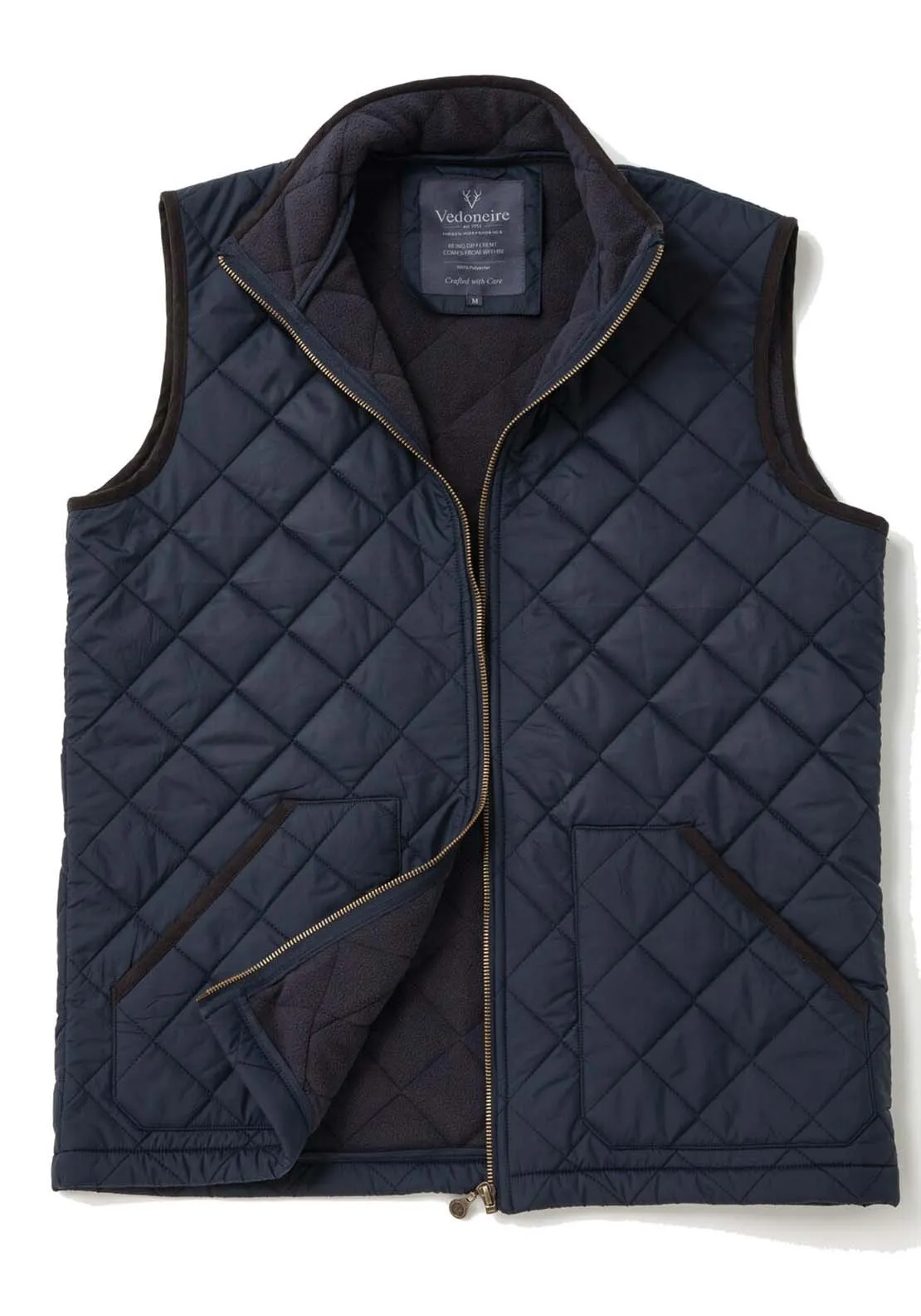 Fleece Lined Quilted Gilet - Navy