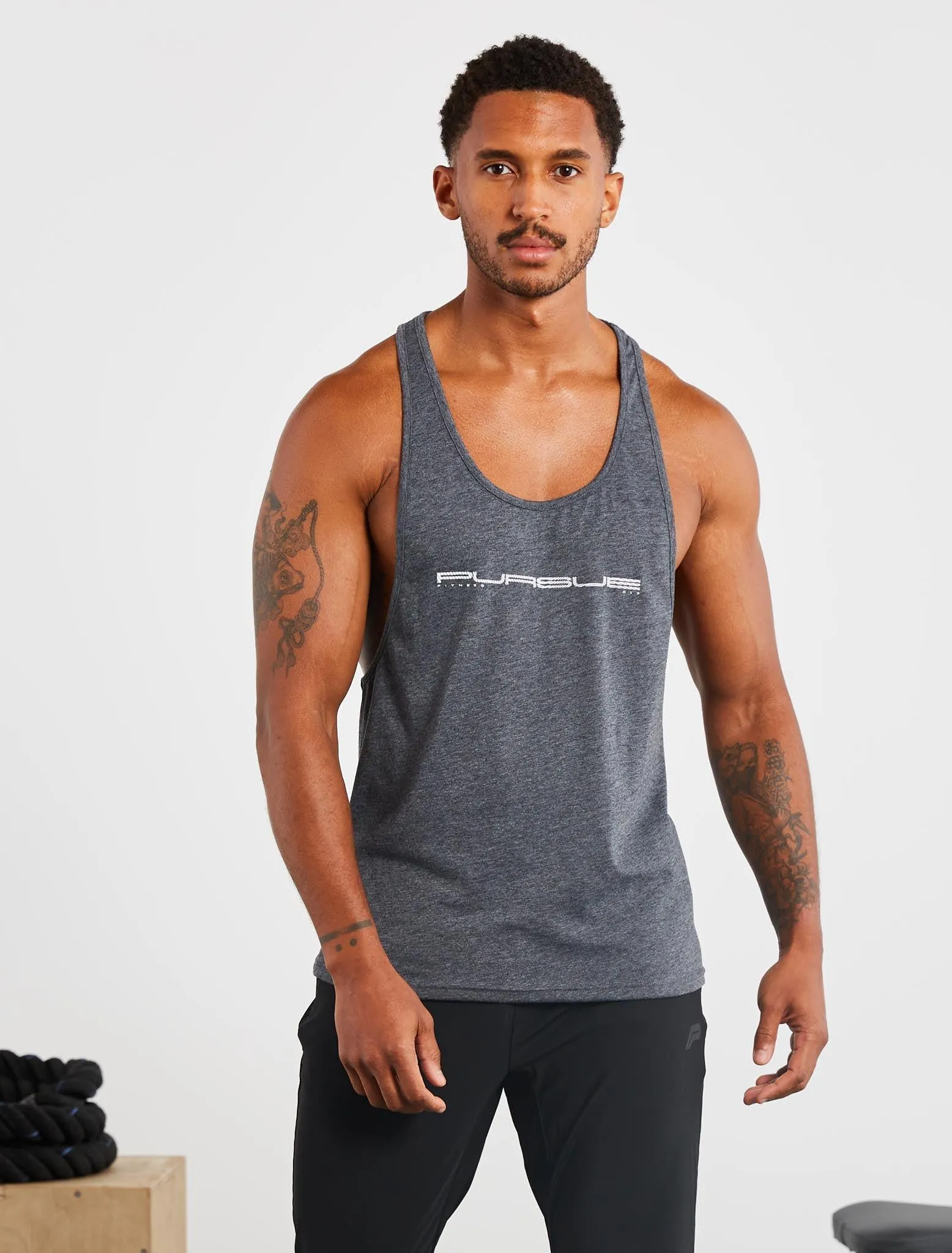 Graphic Stringer Vest - Charcoal Marl