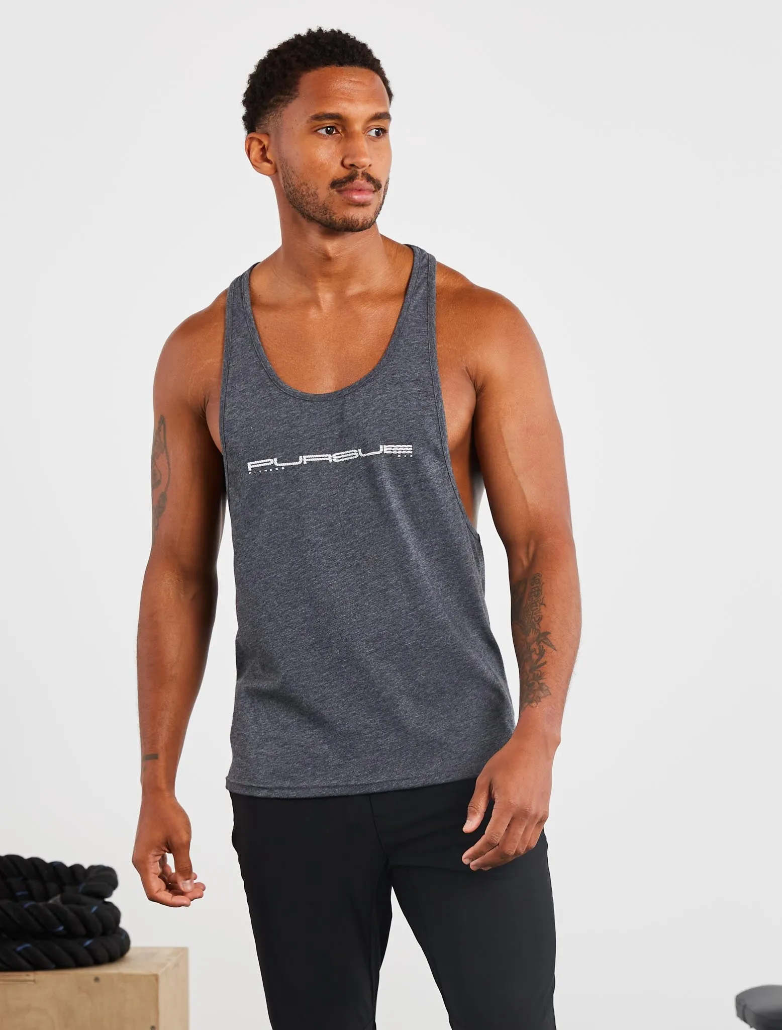 Graphic Stringer Vest - Charcoal Marl