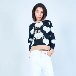 Heart pattern sweater with "Love Forever" design wholesale