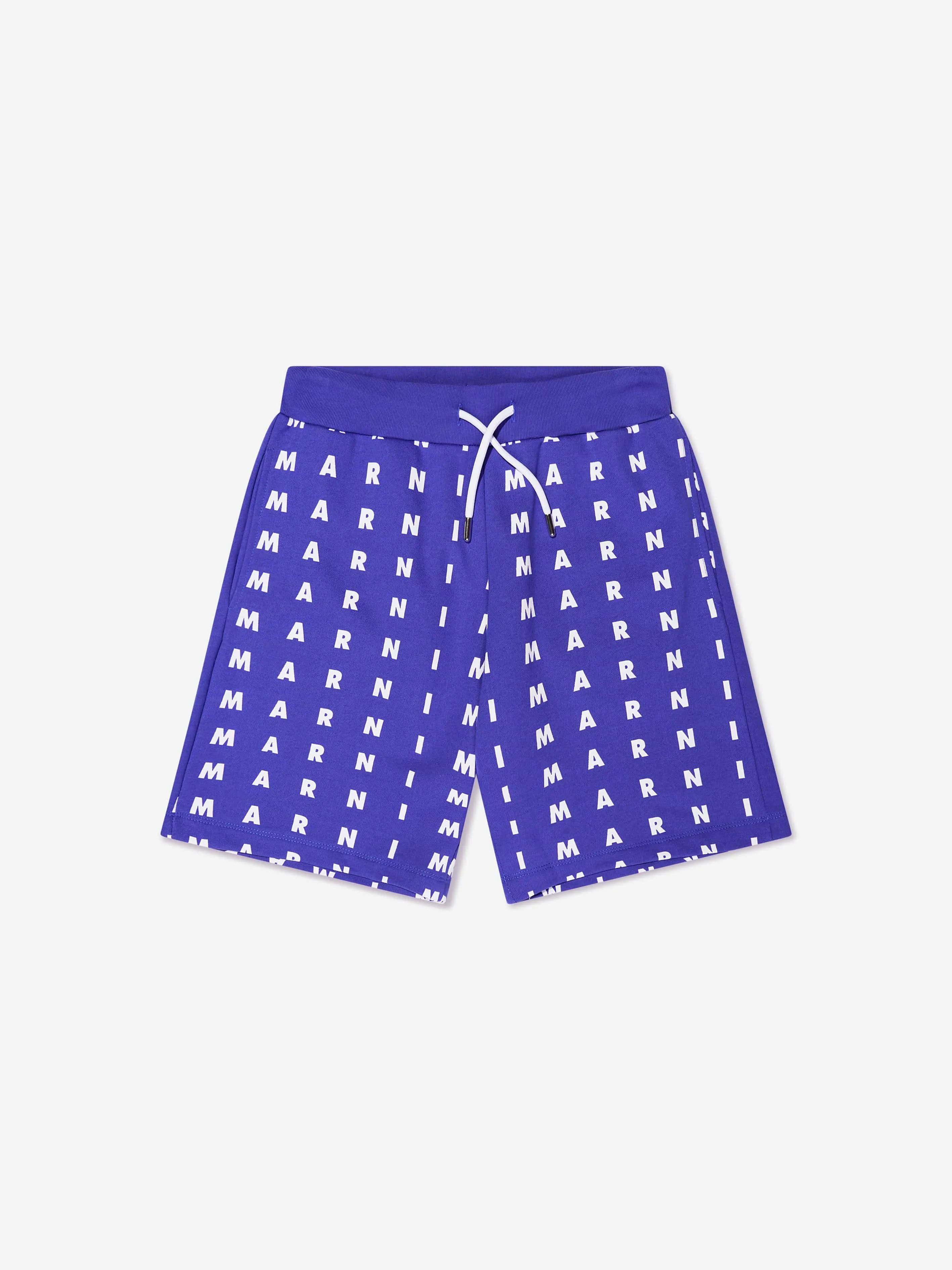 MARNI Kids Logo Print Shorts in Blue