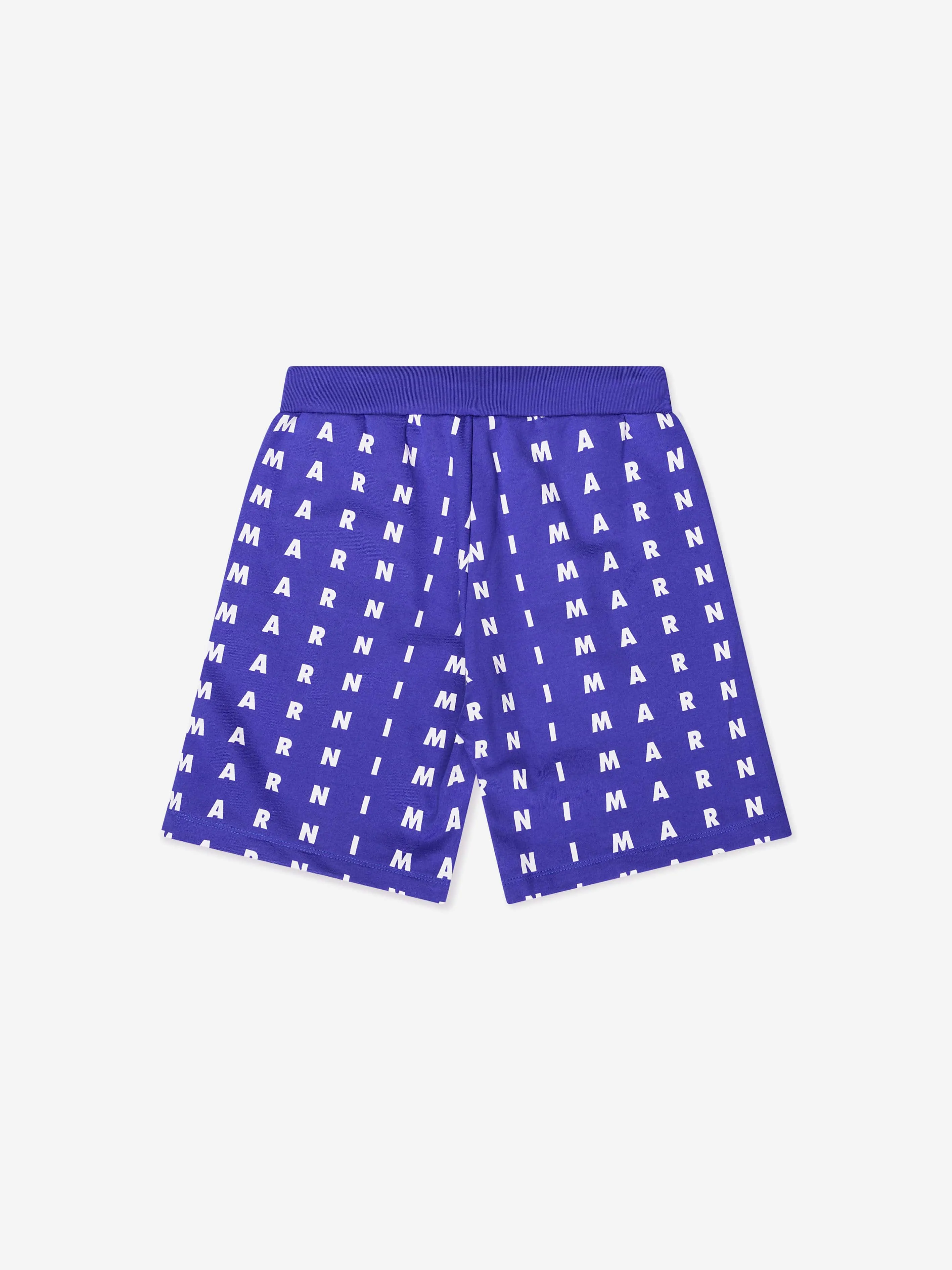 MARNI Kids Logo Print Shorts in Blue