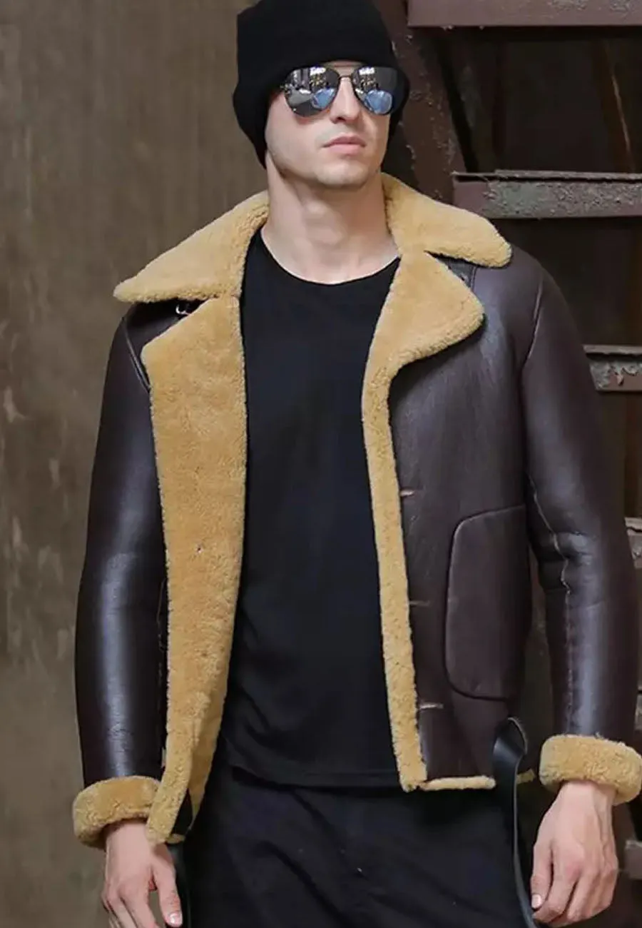 Men’s Dark Brown B3 Shearling Flight Aviator Jacket