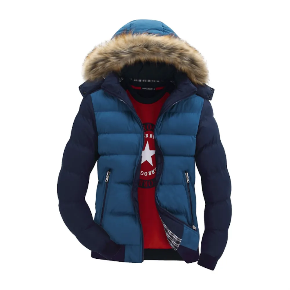 Men's Dual-Style Reversible Puffer Jacket with Detachable Hood