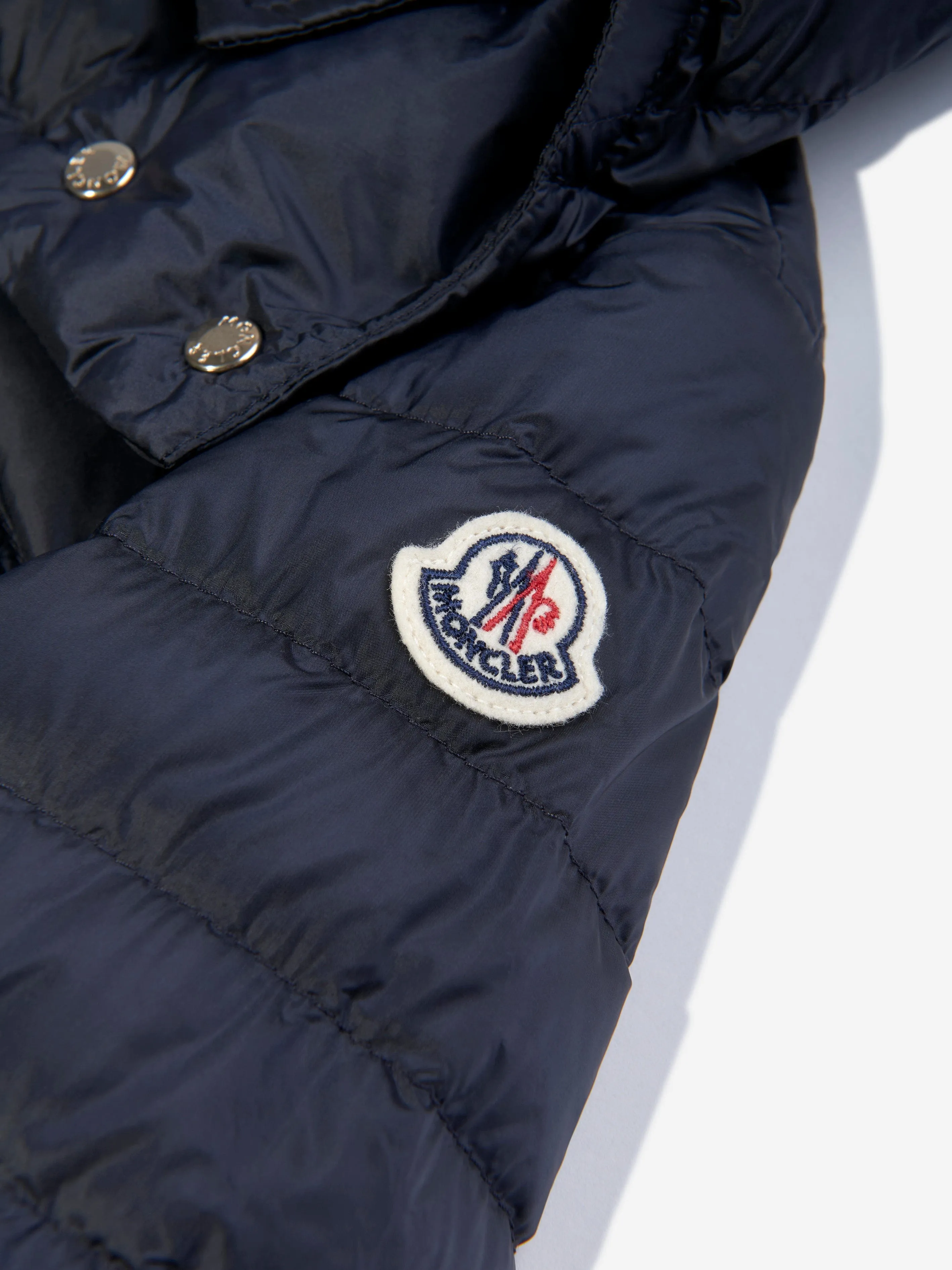 Moncler Enfant Girls Down Padded Manas Long Coat in Navy