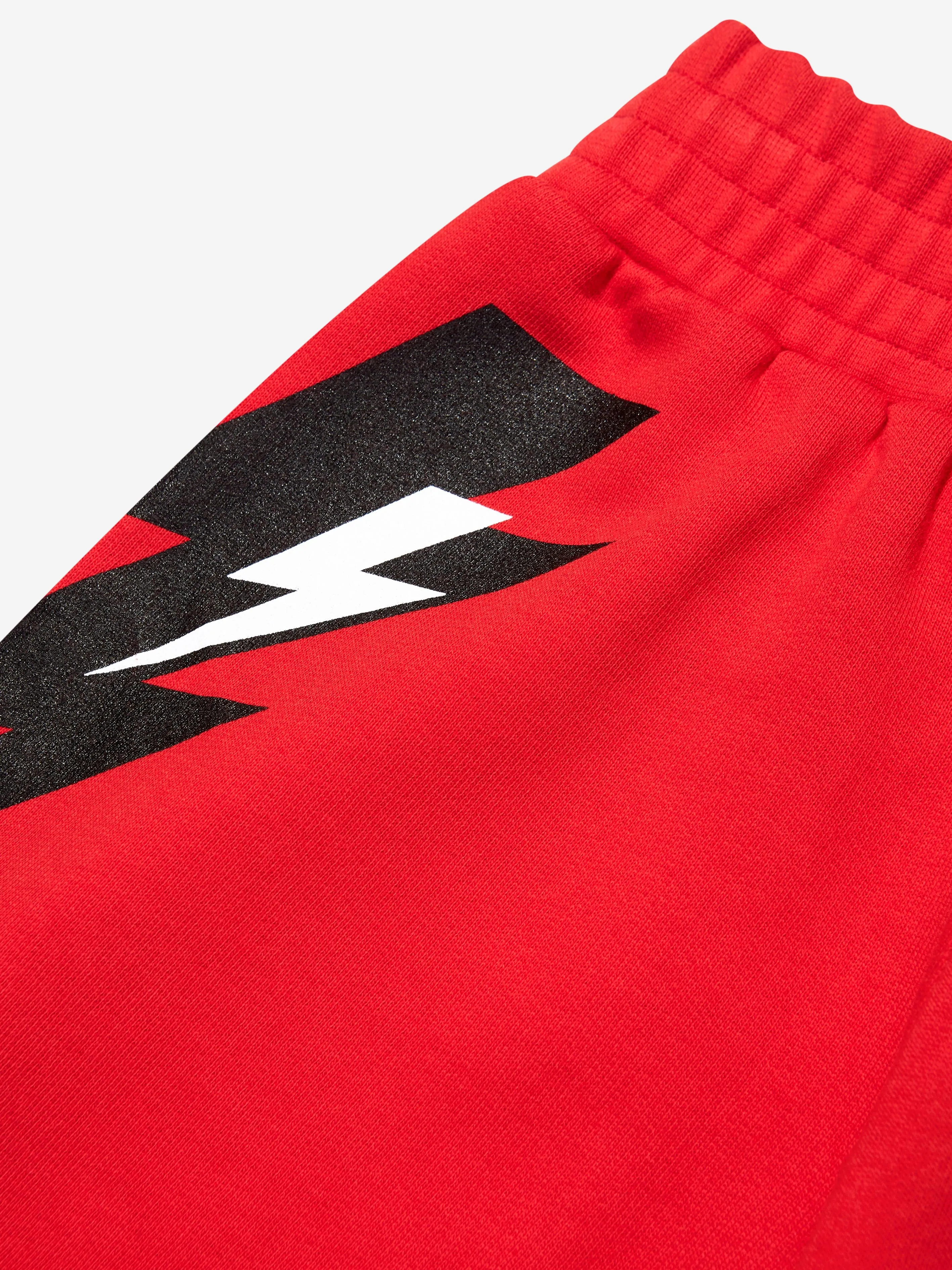 Neil Barrett Boys Thunderbolt Shorts in Red