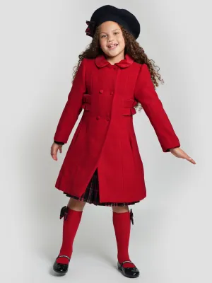 Patachou Girls Felted Coat in Red