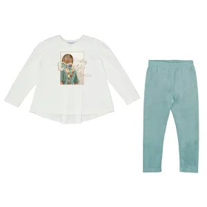 Pretty Teal Bow Pants Set