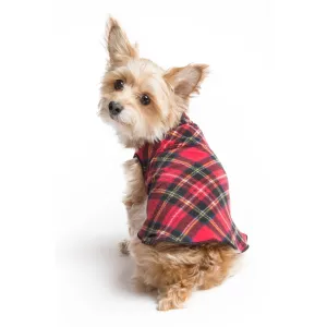 red plaid stretch fleece