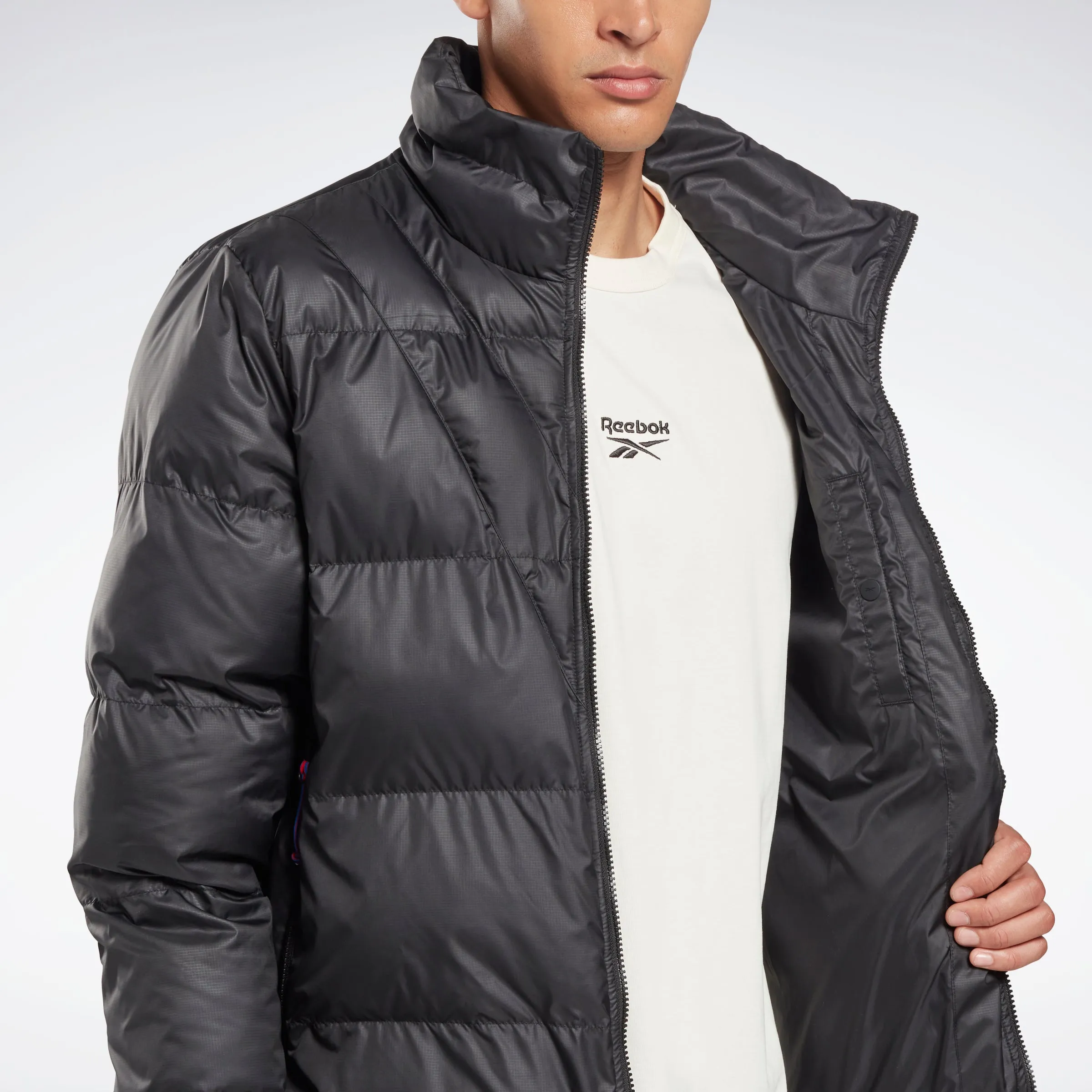 Reebok Apparel Men Outerwear Urban Synthetic Down Bomber Jacket Black/Black