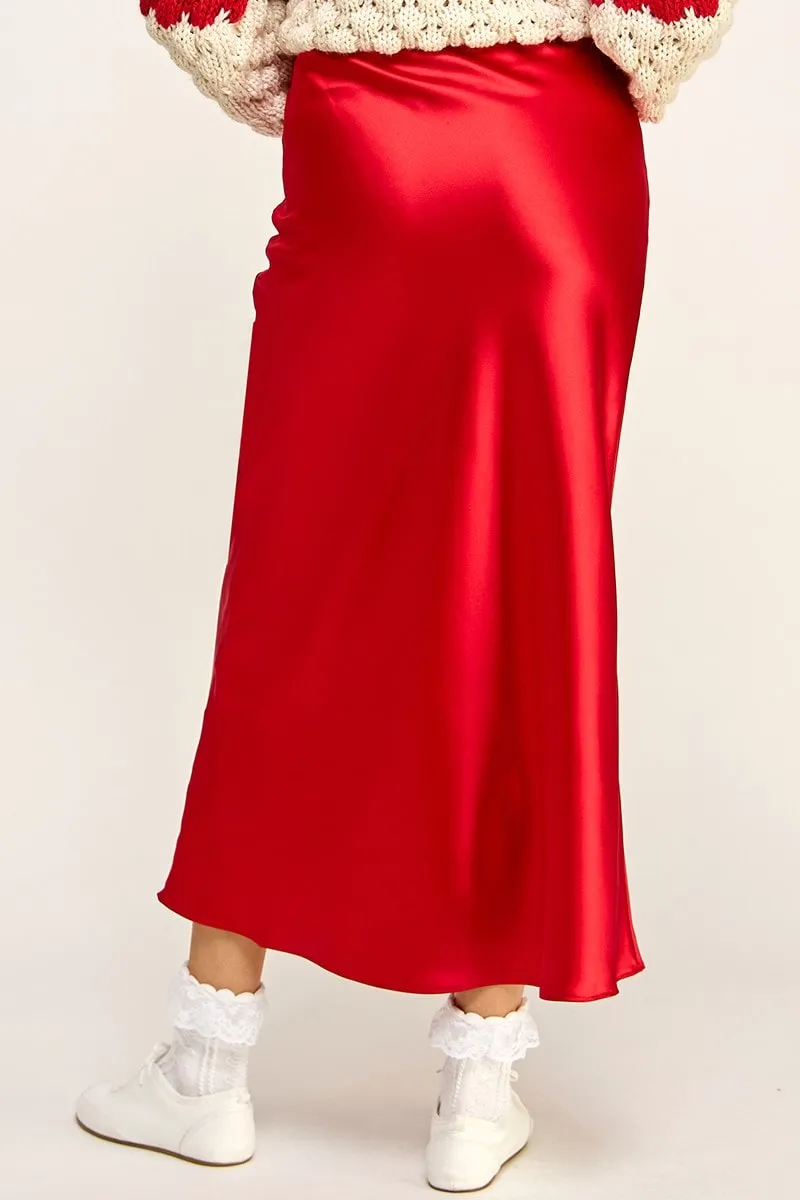 Satin Effect Midi Skirt