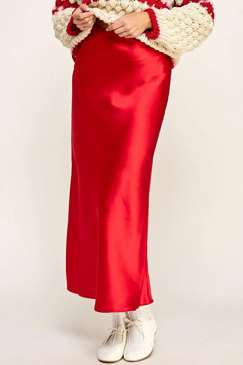 Satin Effect Midi Skirt