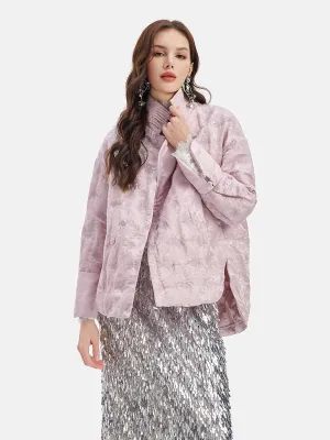 Silk Satin Embroidered Down Jacket