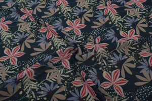 Teal Printed Chiffon Fabric