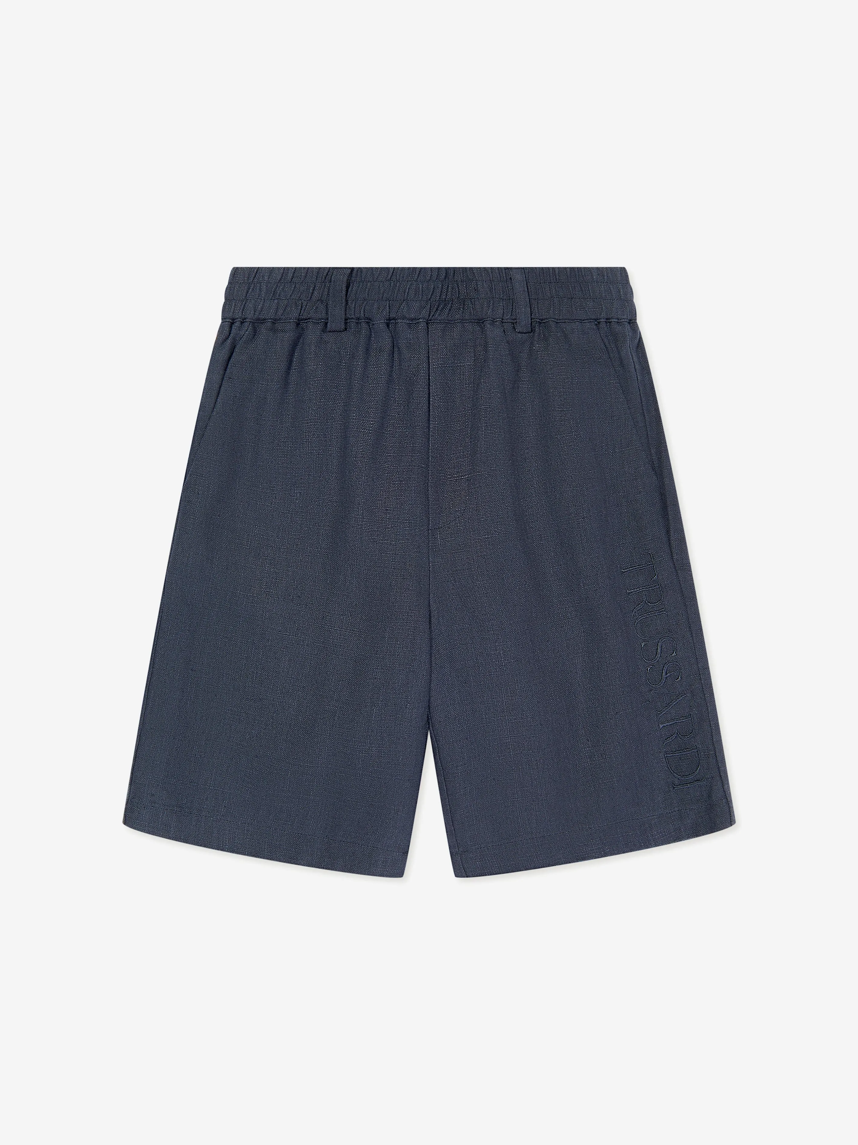 Trussardi Boys Nauta Linen Bermuda Shorts in Blue