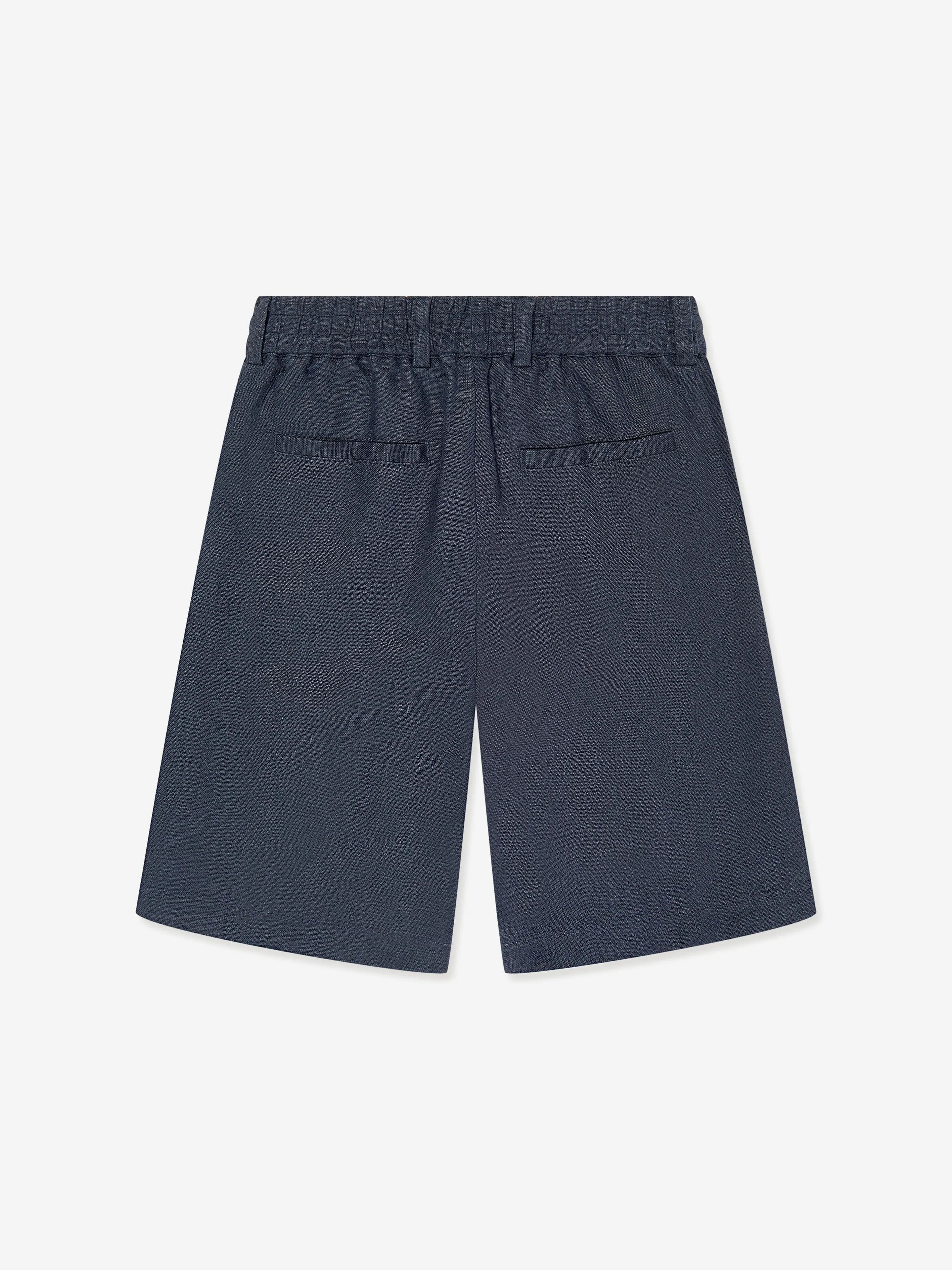 Trussardi Boys Nauta Linen Bermuda Shorts in Blue