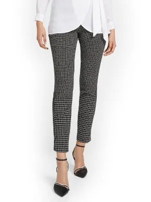 Whitney High-Waisted Pull-On Slim-Leg Ankle Pant - Windowpane Print