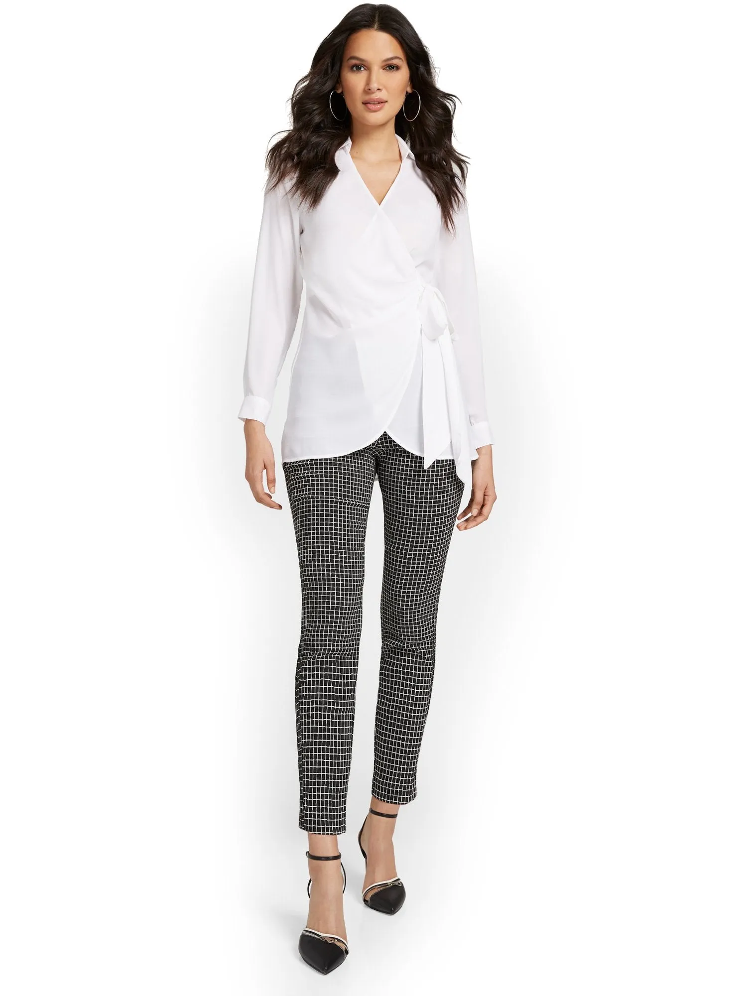 Whitney High-Waisted Pull-On Slim-Leg Ankle Pant - Windowpane Print