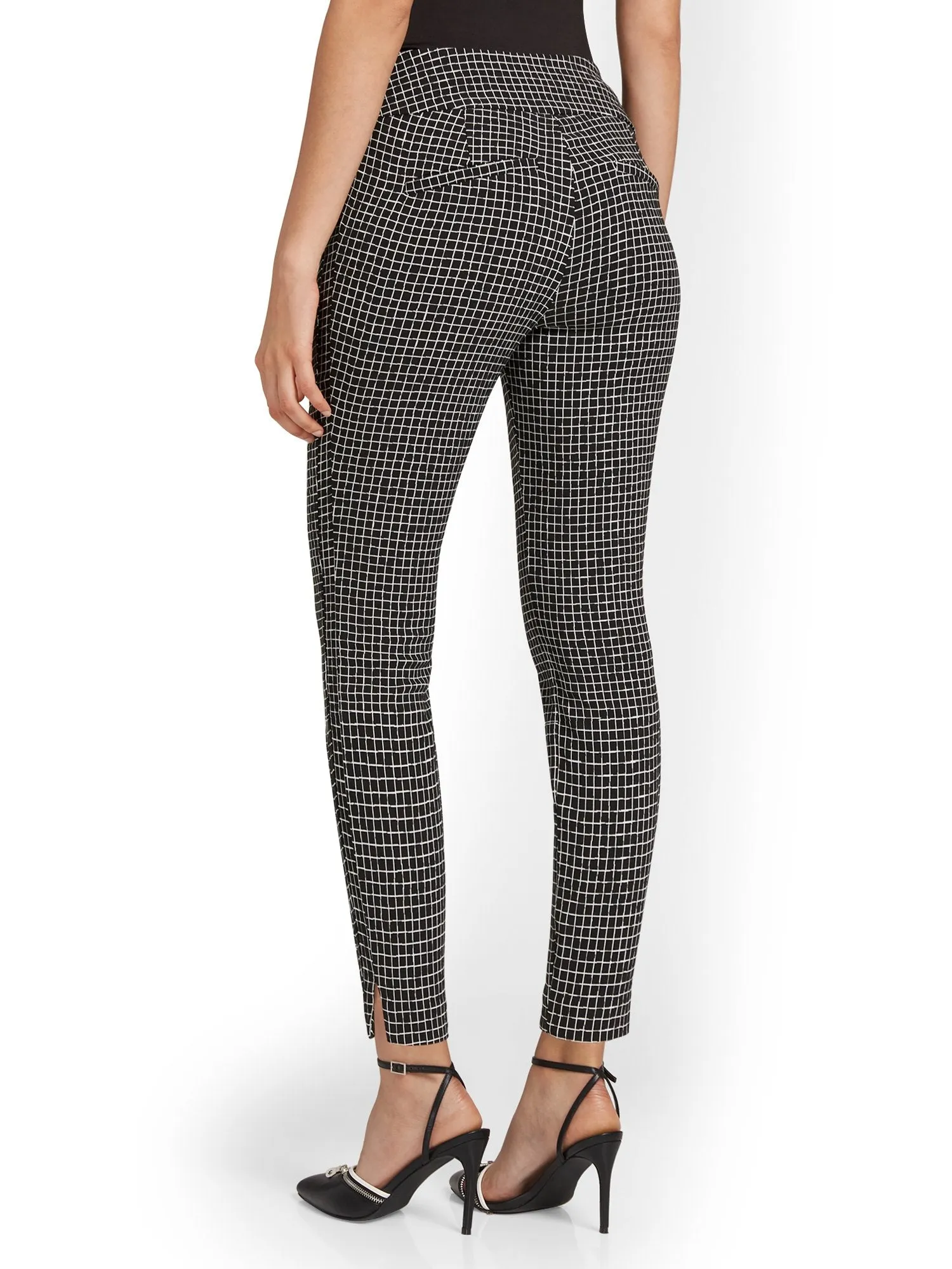 Whitney High-Waisted Pull-On Slim-Leg Ankle Pant - Windowpane Print