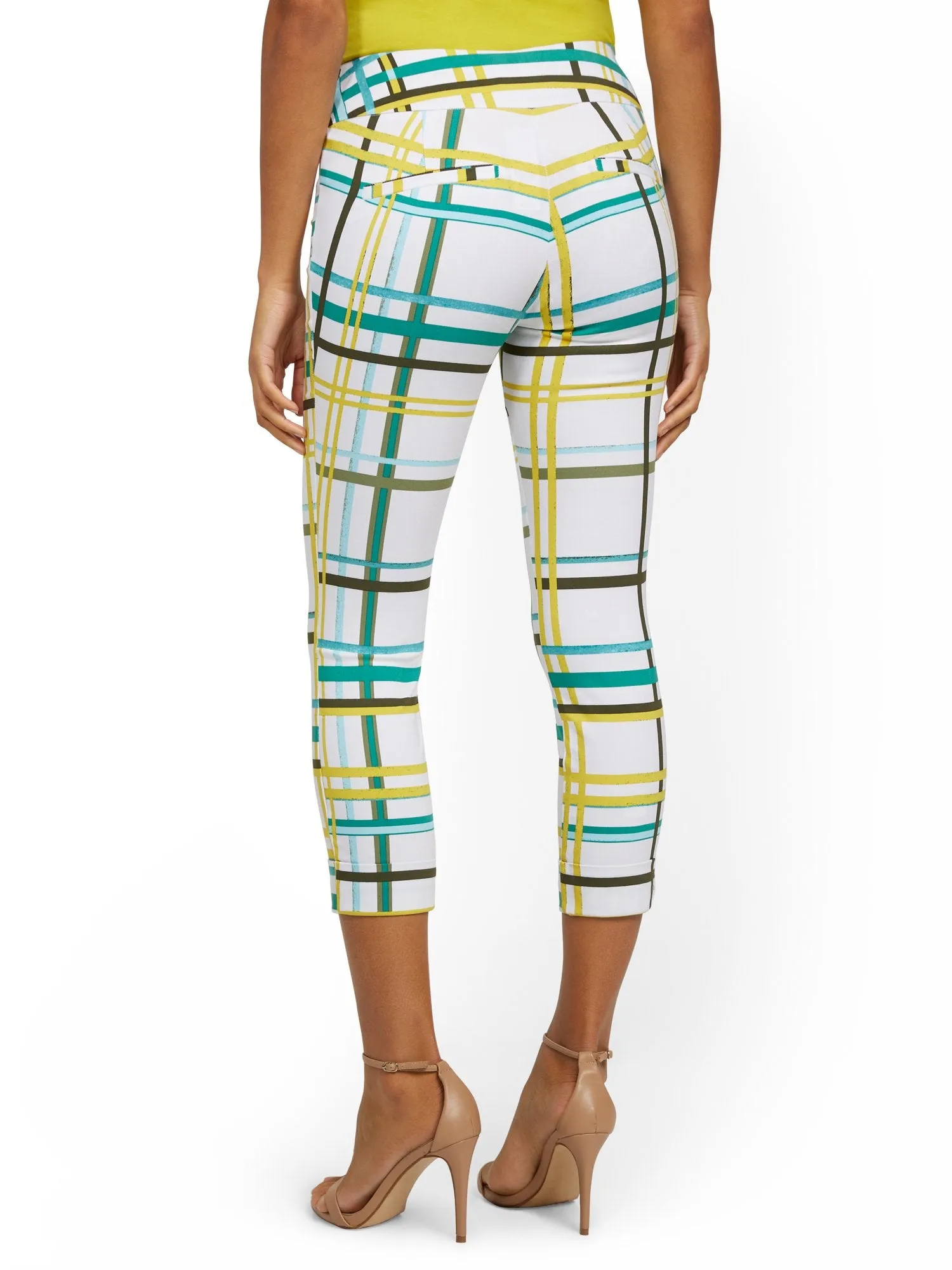 Whitney High-Waisted Pull-On Slim-Leg Capri Pant - Plaid